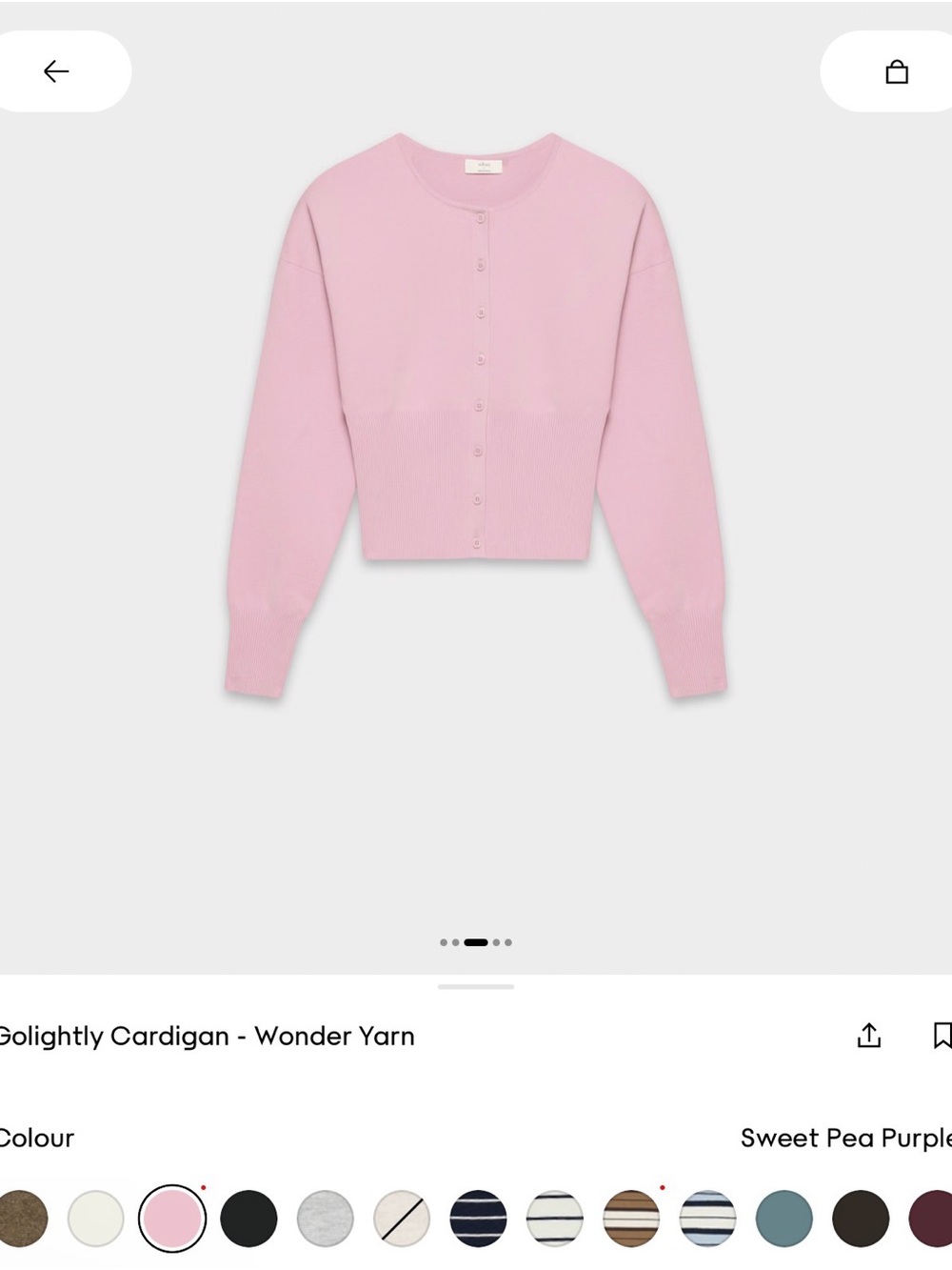 Aritzia Sweet Pea Purple Cropped Button-Front Cardigan